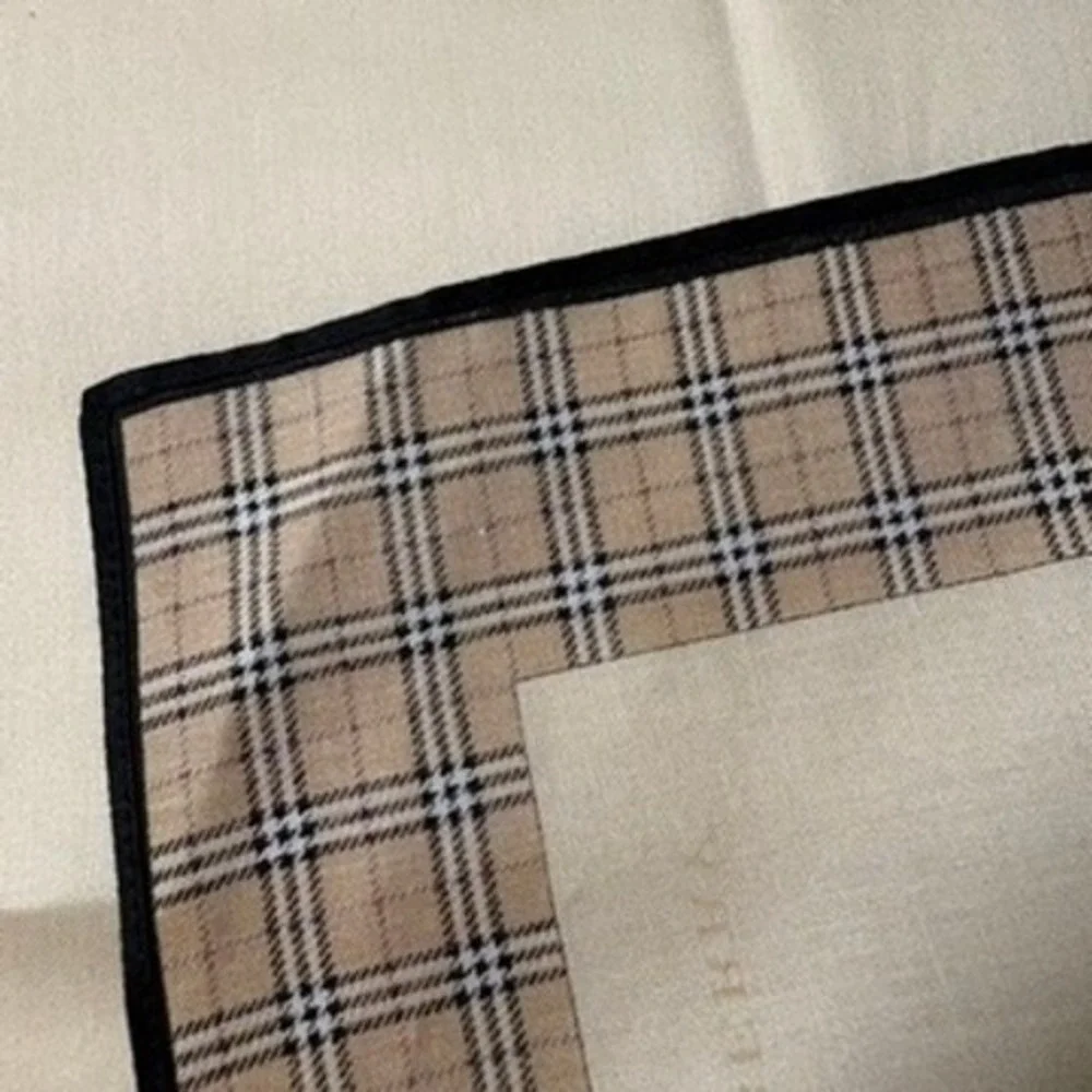 Vtg BURBERRY Scarf Handkerchief Nova Check Plaid Beige 19.5